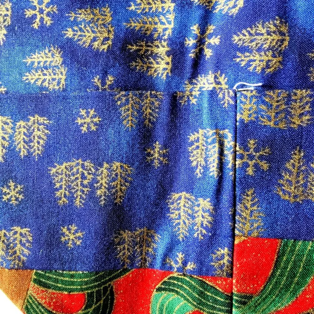 Festive vintage 80s 90s habdmade  Christmas Table Runner With Santa & Angel Bell